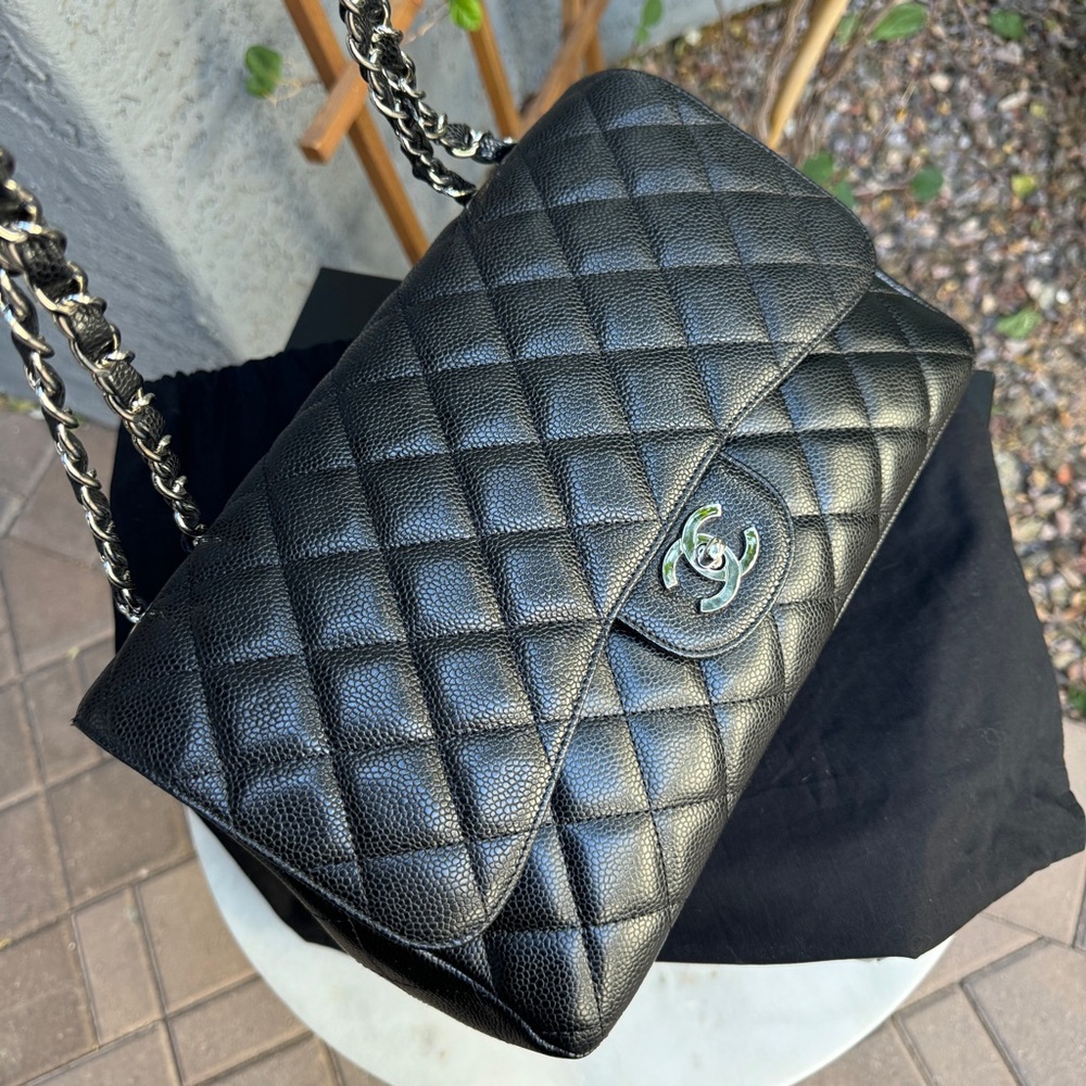SOLD Chanel Caviar Leather Jumbo Single Flap Shoulder Bag - Picture 5 of 16